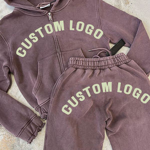 Survêtements pour femmes Logo personnalisé Ensemble pantalon évasé 2 pièces Vêtements Coton de haute qualité Sweat à capuche zippé Pantalon de survêtement pour femmes - Product Image 5