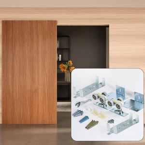 Kit de quincaillerie moderne WEKIS en acier pour porte coulissante dissimulée, système de rail pour porte coulissante extérieure, chambre, cuisine, avec vis - Product Image 1