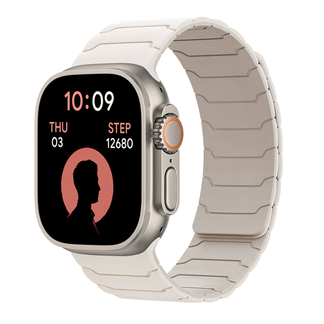 New Silicone Rubber Watch Band Sport Soft Magnetic Strap for Apple Watch Series6/7/8/9/10/11 38mm 40mm 42mm 44mm 46mm 49mm