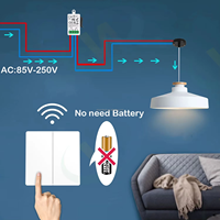Interrupteur mural sans fil auto-alimenté 433 MHz à bouton-poussoir cinétique, sans batterie requise, 110V 120V 220V 240V