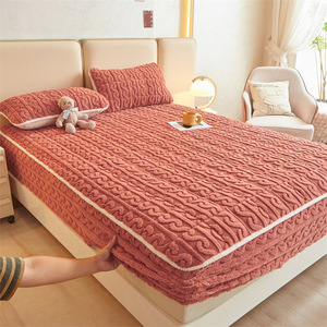 <span class=keywords><strong>Juego</strong></span> de Sábanas de Terciopelo de Leche Estilo Europeo Moderno YongHo, Tamaño King y Queen, Terciopelo Coral, 3 Piezas - Product Image 2