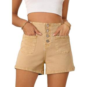 Short en jean taille haute pour femme Sidefeel 2025, braguette boutonnée, denim extensible Zimbaplatinum, coupe droite mi-haute, tenue d'été - Product Image 4