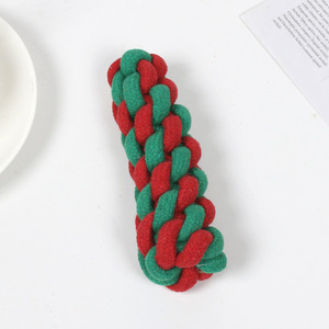 Christmas Dog Rope Toy Set Red Green Knotted Ball Teeth Cleaning Chew Resistant Pet Supplies - Product Image 3