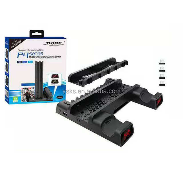 Tp4-19076 Vertical Cooling Stand Charging Station Dual Charger 4 Connector for Ps4 PS4 Slim Pro Video Game