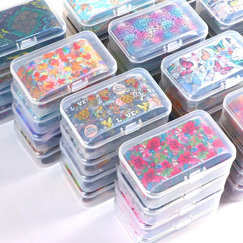 50*4cm Nail Stickers Flowers Transfer 10pcs/box Floral Butterfly Text Colorful Diy Nail Decal 40 Designs Nail Art Transfer Foil