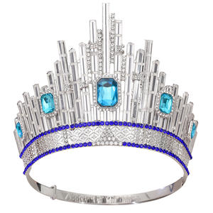 Couronne de Reine de Beauté Ajustable Ronde Miss Monde Championne Spectacle Scénique Cristal Baroque Grande Couronne - Product Image 1
