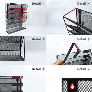 Organisateur mural à 5 pochettes, en métal, pour classeurs, <span class=keywords><strong>dossiers</strong></span>, magazines, courrier, étagère de rangement pour le bureau et la maison - Product Image 3