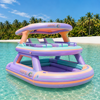Île flottante gonflable, bar aquatique, château aquatique, plateforme avec hamac aquatique et canapé pour les vacances à la plage, les stations balnéaires et les lacs.
