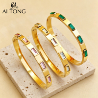 Pulseras de Acero Inoxidable con Baño de Oro PVD de 18K, Resistentes al Agua, con Circonitas Brillantes, Joyería de Moda para Mujer, Regalo para Chicas, Fiesta
