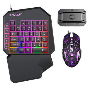 One Handed Gaming <b>Keyboard</b> Wired Compact Mechanical Feel RGB Backlit Keypad with Mouse and Docking Pad - Product Image 1