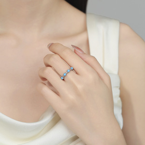 Anillo Ajustable de Plata de Ley 925 con Turquesa Redonda, Chapado en Oro, para Compromiso y Boda, Precio de Fábrica Económico para Mujer - Product Image 6