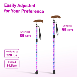 Трость JINDA Colorful: высококачественная, регулируемая, складная, из углеродного волокна, для всех возрастов, выдерживает нагрузку до 100 кг, легкая, прочная, с деревянной ручкой. - Product Image 6