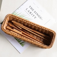 Panier de rangement pliable moderne en rotin tressé pour hôtel, restaurant, cuisine, couteaux, fourchettes, baguettes, boîte à épices, qualité alimentaire