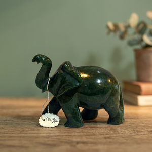 Natural Aventurine Gemstone <b>Elephant</b> Statue Polished Green Stone Carving Handcrafted Figurine - Product Image 3
