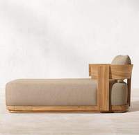 Chaise longue de piscine, coussin imperméable à séchage rapide, chaise longue en teck résistante aux intempéries, mobilier de loisirs d'extérieur