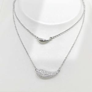 Precio de fábrica, collar de plata de ley 925 con doble cadena única, collar de capas con corazón, planeta y circonita para mejores amigas. - Product Image 4