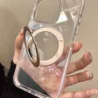 Étui de téléphone transparent de luxe avec support magnétique rotatif à 360 degrés en TPU pour iPhone 17 16 15 Pro Max – Coque antichoc transparente