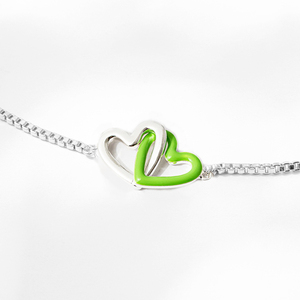 Fashion <b>14K</b> <b>Gold</b> Plated Enamel Interlock Heart Pendant Box Chain Slider <b>Bracelet</b> Double Heart Epoxy Pendant <b>Bracelet</b> Jewelry - Product Image 6