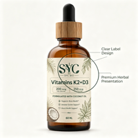 Vitamines en vrac sous marque privée OEM avec 200 mcg de K2 et 250 mcg de D3 dans de l'huile de coco pour soutenir la santé osseuse, immunitaire et cérébrale des adultes
