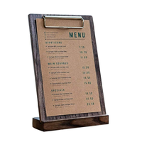 Présentoir de menu de restaurant en bois réglable et durable, avec porte-menu écologique pratique