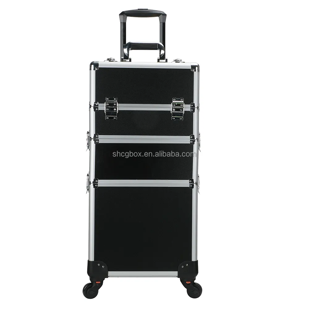 Professional makeup lighted case with drawers hairdresser trolley Rolling Case cosmetic case aluminum