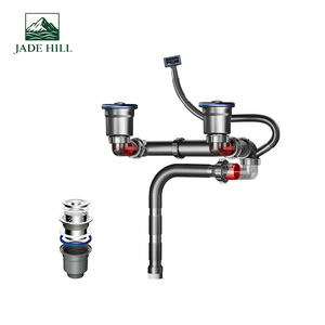 Moderno Tapón de Drenaje de Plástico Gris Jade Hill, Cesta de Drenaje de Acero Inoxidable Cromado, Estándar UK/AU, para Fregadero de Cocina, 1 Año de Garantía - Product Image 1