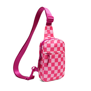 Sac banane à carreaux pour femmes en gros, sac banane en nylon pour voyage, sport de plein air, sac bandoulière à carreaux - Product Image 1