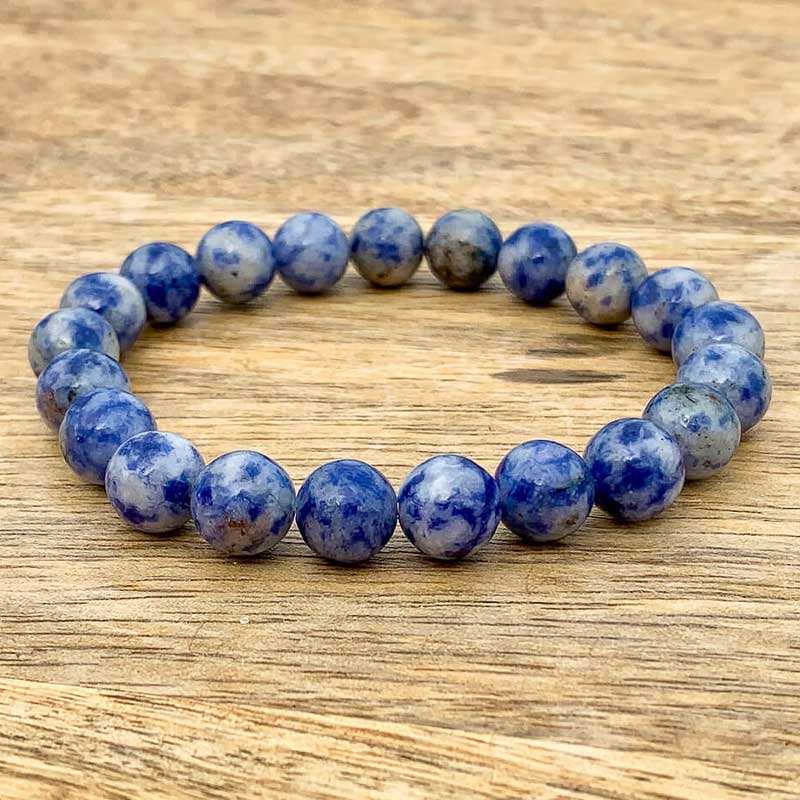 Bracelet en pierre naturelle à taches bleues