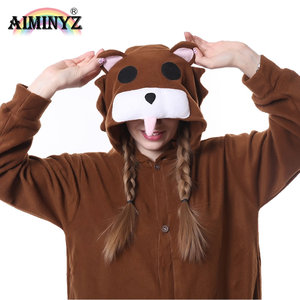 AIMINYZ ODM Nouveaux produits – Combinaison chaude d'hiver pour <span class=keywords><strong>femme</strong></span>, motif dessin animé, vêtement d'intérieur personnalisable, cosplay, fête, sweat à capuche en <span class=keywords><strong>polaire</strong></span> pour adulte, motif ours - Product Image 5