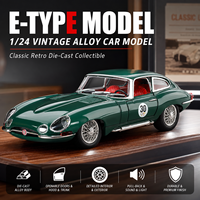 Voiture miniature E-Type à rétrofriction avec effets sonores et lumineux, emballage en boîte colorée, présentoir décoratif
