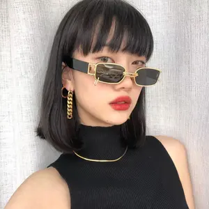 Fashion Punk Small Rectangle Frame Ladies Sunglass Designer Lens Card Earrings Sun Glasses Steampunk Women Shades Sunglasses