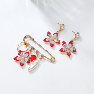 <span class=keywords><strong>Set</strong></span> Tre Pezzi di Gioielli Floreali Stile Europeo-Americano: Collana, Orecchini e Spilla con Perline a Fiore, Stile Pastorale Femminile, Regalo per Feste - Product Image 4