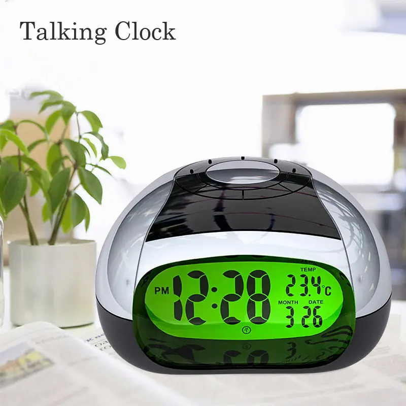 Хит продаж, многоязычный будильник с календарём и звуковыми сигналами, термометр, умные говорящие часы