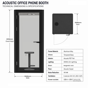 FlexSpace 2026 Cabina Telefonica per Ufficio, Nuova Cabina <span class=keywords><strong>Acustica</strong></span> Moderna in Alluminio per Riunioni, Pod per Ufficio Mobile Insonorizzato - Product Image 2