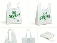 Sacs shopping écologiques biodégradables imprimés sur mesure, sacs shopping en plastique PE avec soufflet latéral et poignée longue