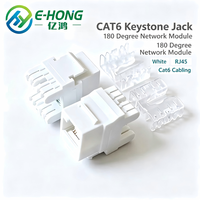 Module réseau RJ45 Keystone Jack E-HONG blanc 180 degrés à broches plaquées or pour plaque murale et panneau de brassage CAT6