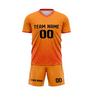 Conjunto de Camiseta de Fútbol con Cuello en V, Manga Corta, Naranja, Impresión por Transferencia de Calor, Poliéster, Nombre del Equipo 00, Unisex, Absorbe la Humedad, para Todas las Temporadas - Product Image 1