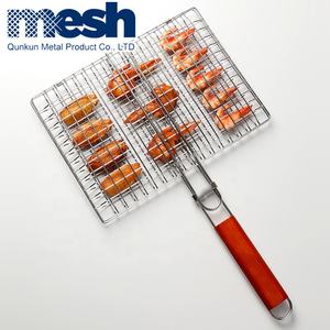 QUNKUNシルバーBBQグリルワイヤメッシュ304または201ステンレススチール耐久性と耐候性27x27x25cm - Product Image 1