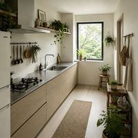 Meubles de maison, vente directe d'usine, armoire de cuisine moderne de type droit, comptoir en acier inoxydable léger, résistant à l'eau
