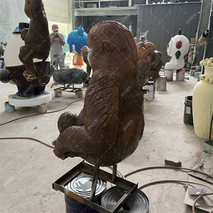 Escultura de Mono de Fibra de Vidrio, Decoración de Jardín para Exteriores, Figura Hecha a Mano, Adorno Animal para Montar en el Suelo - Product Image 4