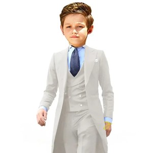 Ensemble Classique 3 Pièces pour Garçons, Costume Blazer Formel Blanc + Gilet et Pantalon, Tenues de Mariage, Anniversaire, Enfant d'Honneur, Vêtements pour Enfants - Product Image 1