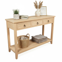 Console en bois massif brun foncé avec 3 tiroirs de rangement, meuble d'entrée vintage pour couloir, armoire latérale pour salon, mobilier d'hôtel