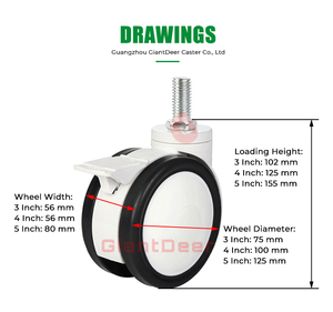 75mm 100mm 125mm Krankenhaus ausrüstung PU TPR Gewindes chaft Medical <span class=keywords><strong>Caster</strong></span> With Brake - Product Image 2
