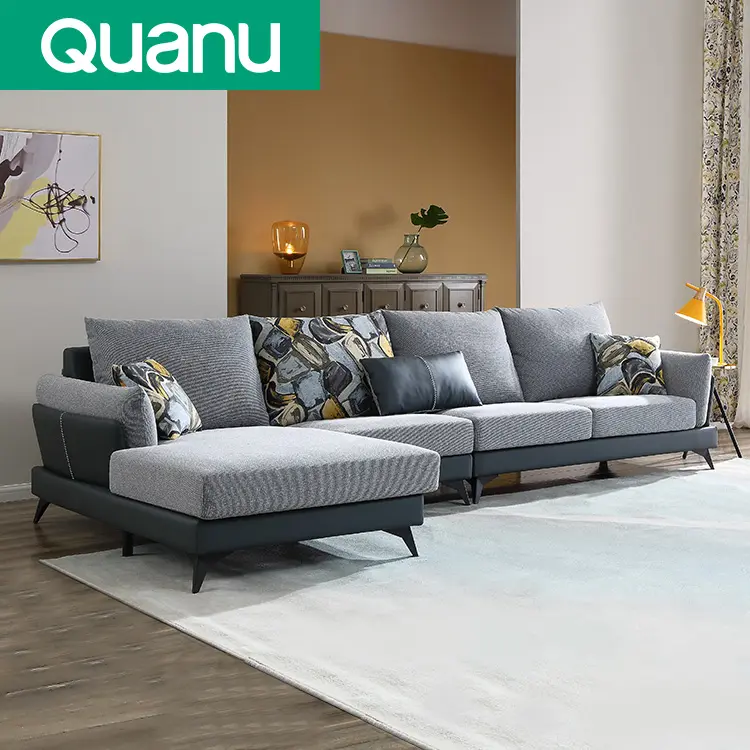 23593 Quanu mobili soggiorno personalizzato divano di lusso sezionale 4 posti l a forma di divano ad angolo moderno