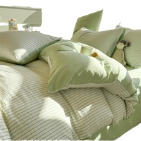 Parure de lit 4 pièces en coton lavé 200TC imprimé végétal, drap plat, drap-housse, housse de couette pour hôtel et maison, toutes saisons, vente en gros