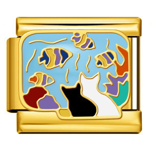 Abalorios rectangulares italianos modulares de acero inoxidable chapado en oro para la fabricación de pulseras con diseños de gato, mariposa y dinosaurio. - Product Image 4