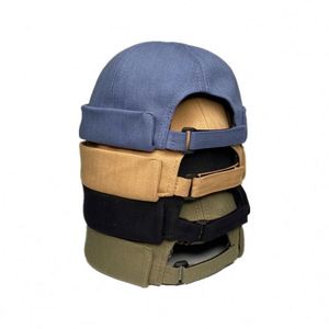 Gorros Docker de Color Puro sin Visera, Gorro de Verano para Hombre y Mujer, Gorro Retro de Algodón con Borde Enrollado - Product Image 4