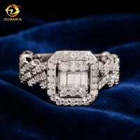 Bague Moissanite Iced Out pour Homme en Argent Sterling 925 D VVS, Bijoux Hip Hop, Bague Cubaine pour Homme