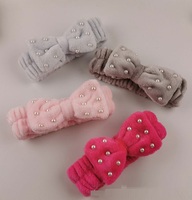 Bandeau perlé avec nœud papillon perlé Bandeau pour le visage spa