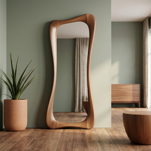 Modern Scandinavian Solid Wood Full Length <b>Arch</b> Wall Mirror Teak Floor Decorative for Hotel Villa Indonesia Supplier - Product Image 2